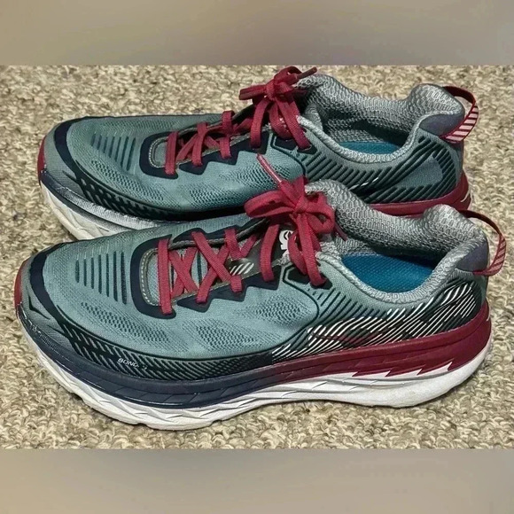 Hoka One One Shoes - HOKA Bondi 5 Teal Pink Fuchsia & Gray Women’s Running Sneakers Size 9.5